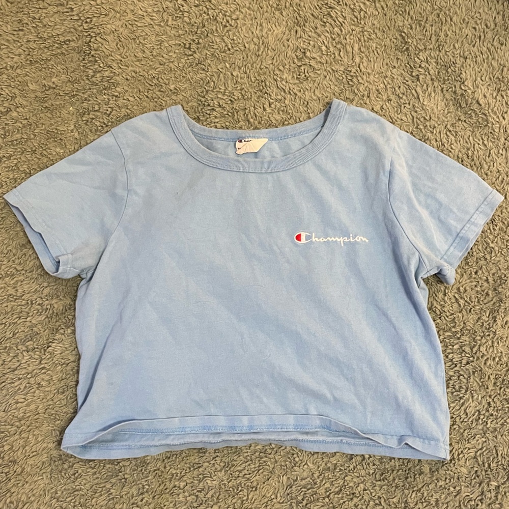 Old School Champion Crop in Baby Blue